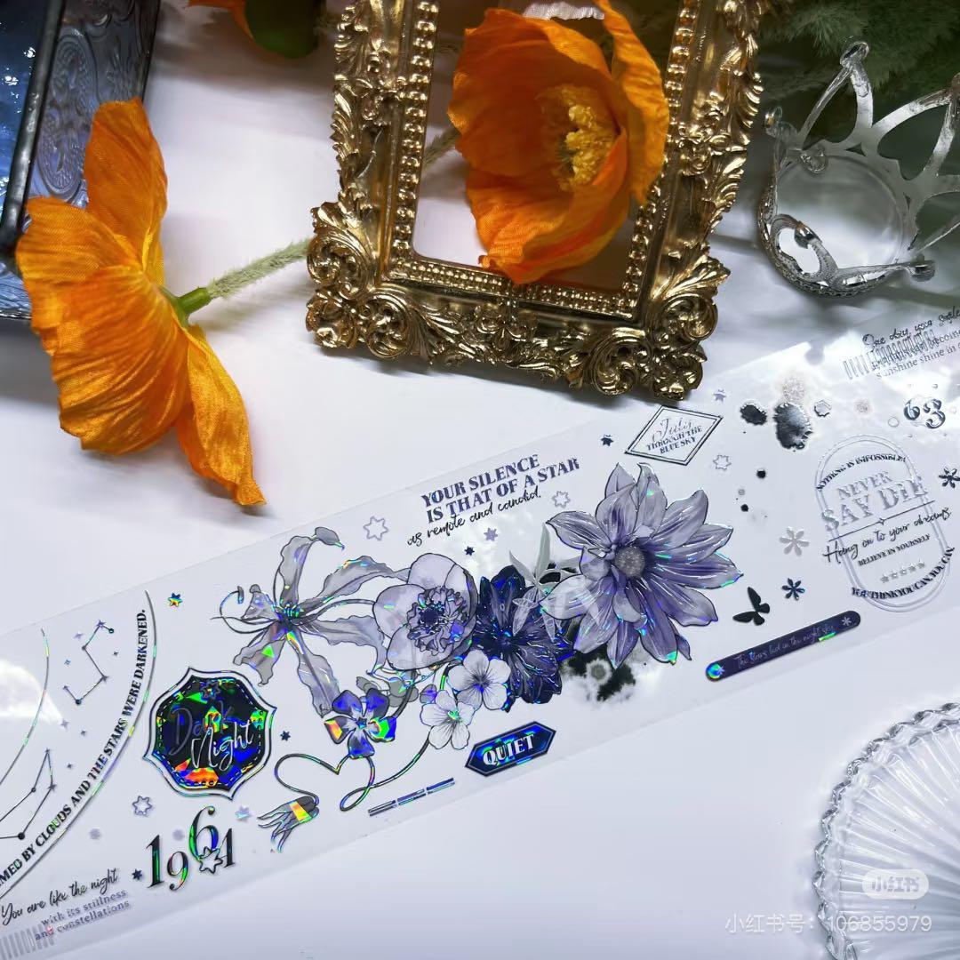 7932】海外 マステ 2/4/巻売り 貝殻光マスキングテープ 紫花