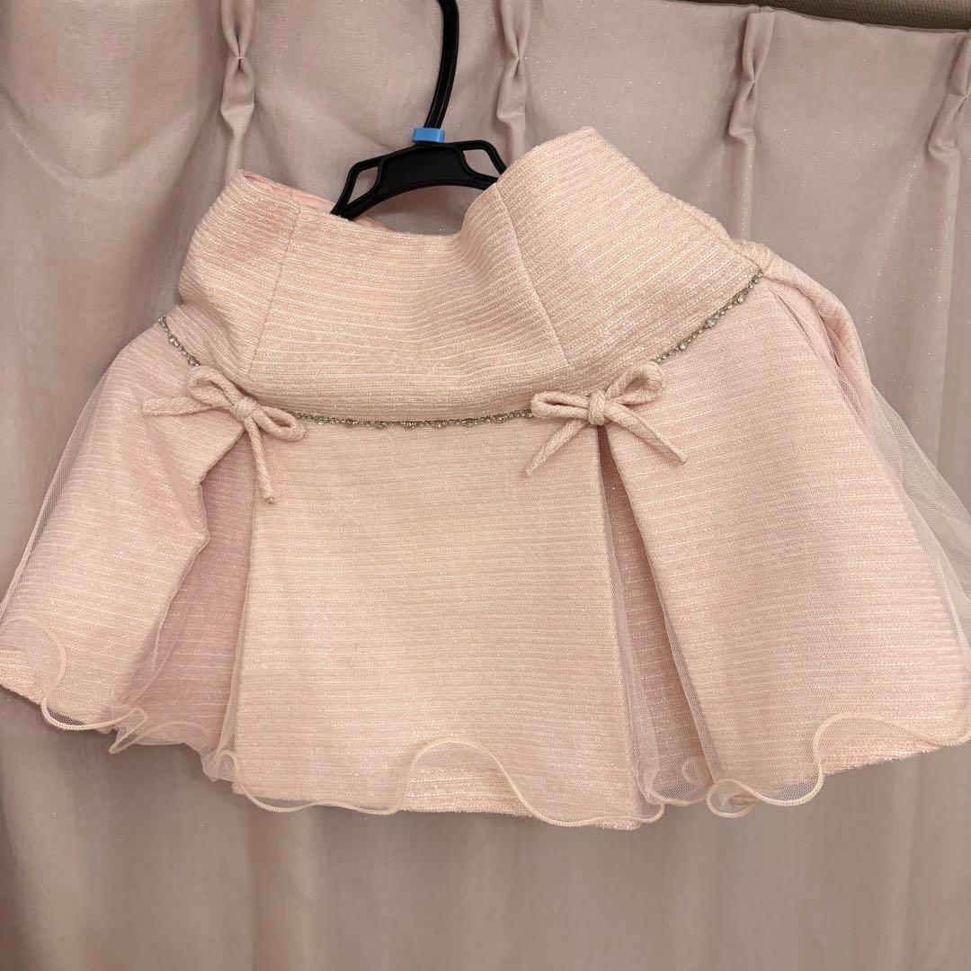 ROBE de FLEURS fm3563 ラメツイード×リボンチュールドレス