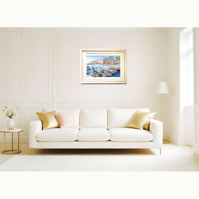 イタリア　リヴィエラ　ヨーロッパ ポルトヴェーネレ 地中海 風景画 水彩画