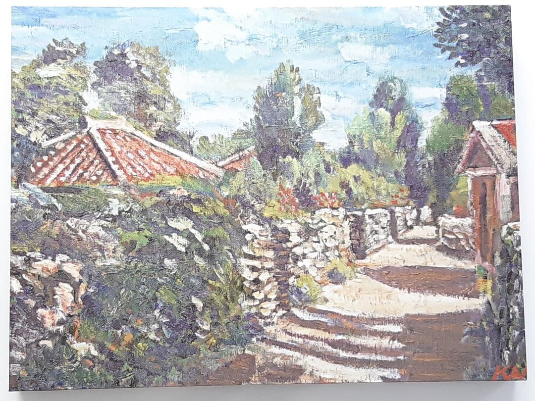 絵画　赤瓦古民家