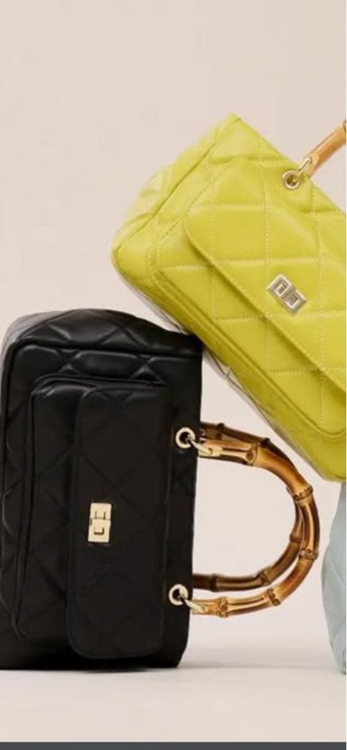 story新品未使用ブラック キルティング レザーハンドバッグ