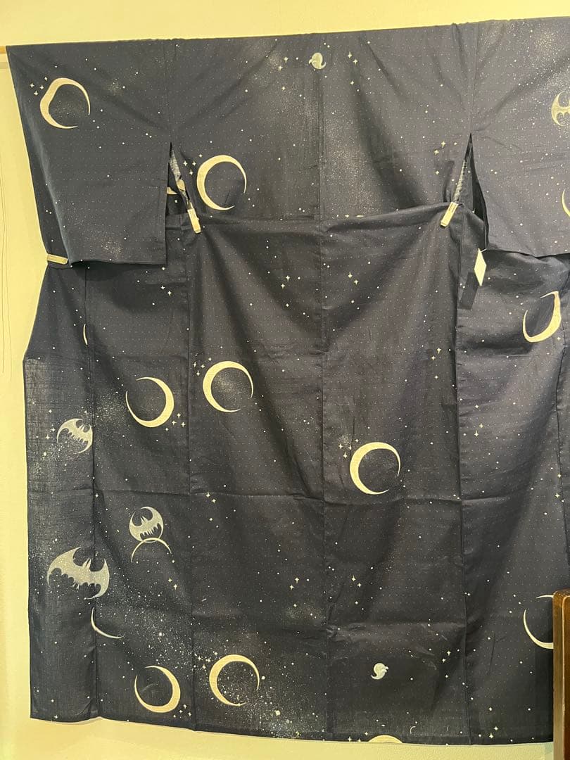 浴衣　蝙蝠　お化け　夜空　フリーサイズ　桜柄小紋セット