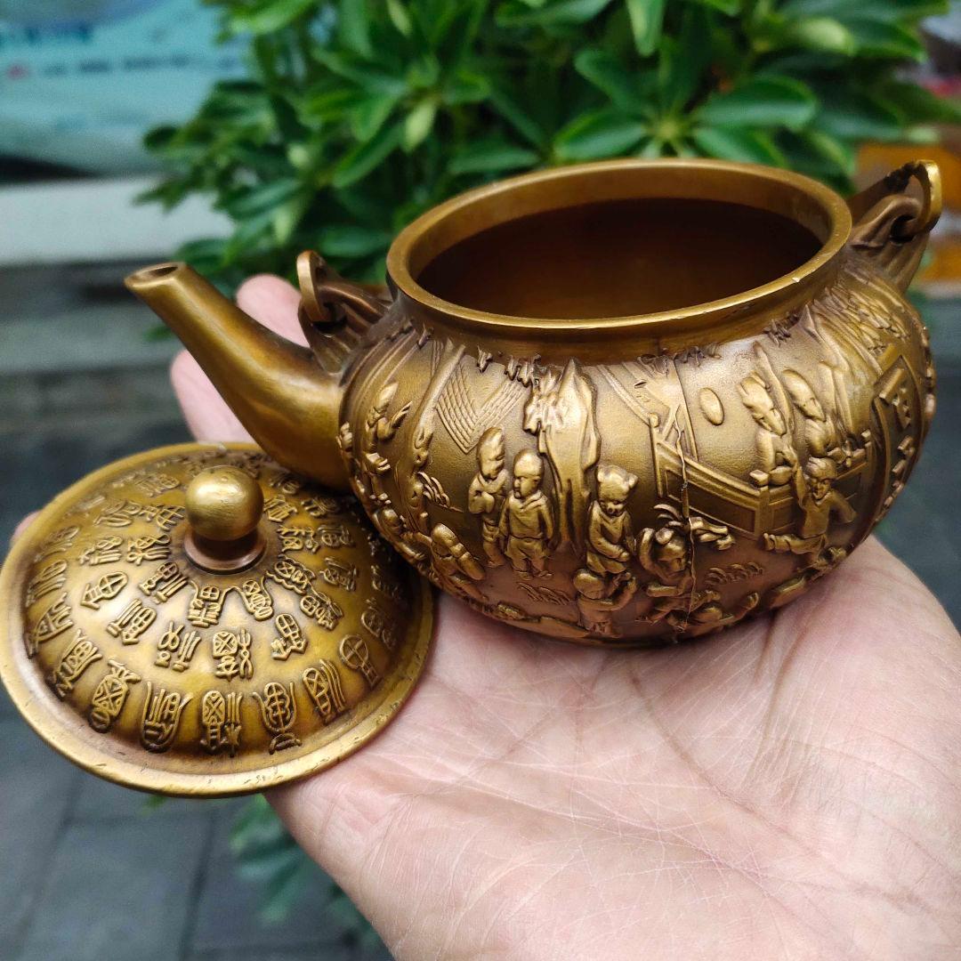 銅 細工 百子祝寿 徳利 急須 煎茶道具 提梁壺 装飾品 工芸品 置物