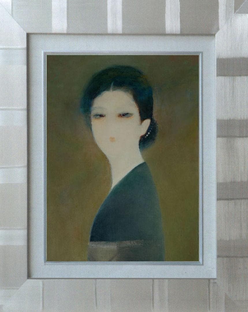 油絵 菅家令子 絵 絵画 インテリア 額付(黒) F4-070312 人物 女性 油絵