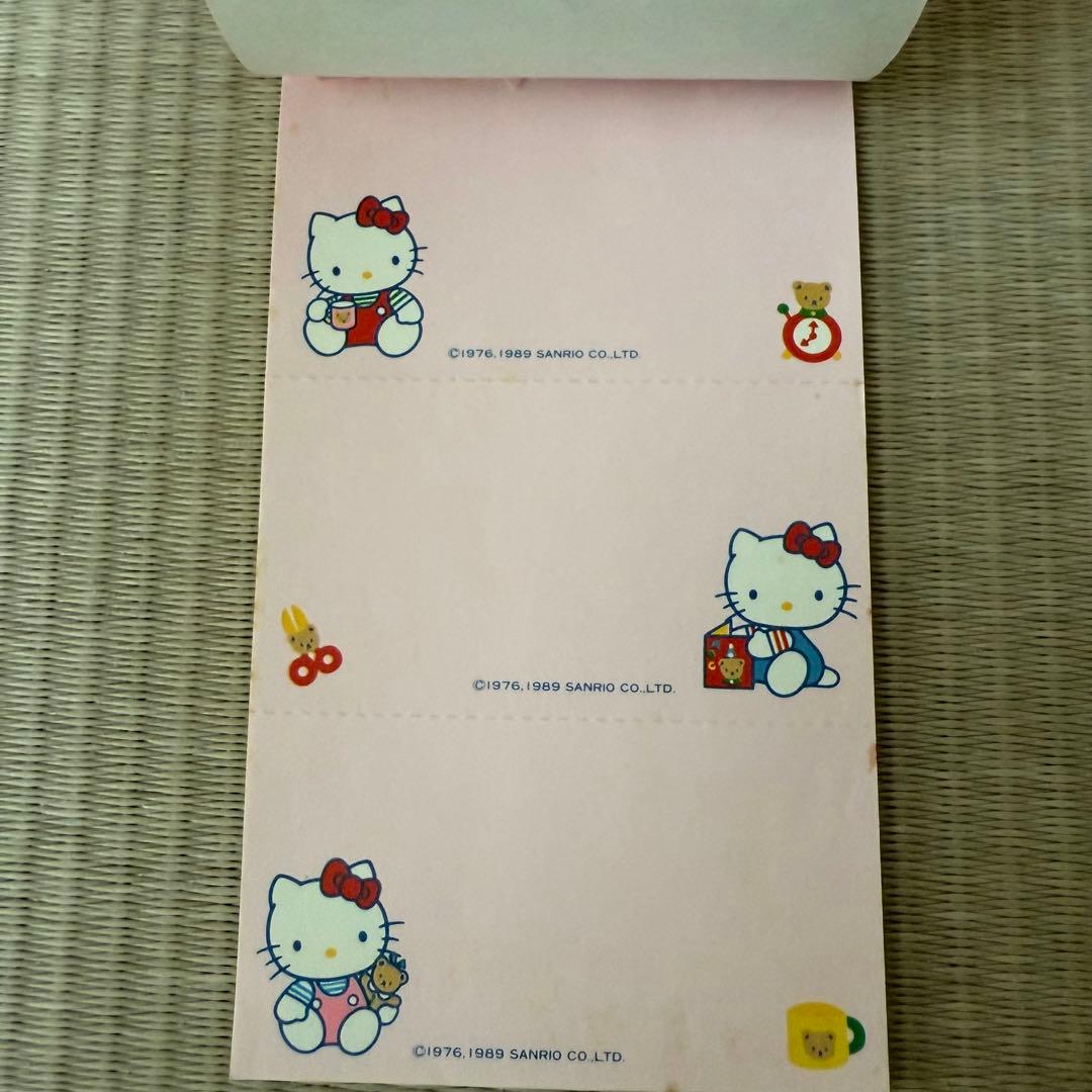 ハローキティ シール付メモ帳 レトロサンリオ旧ロゴ1989 レア日本製
