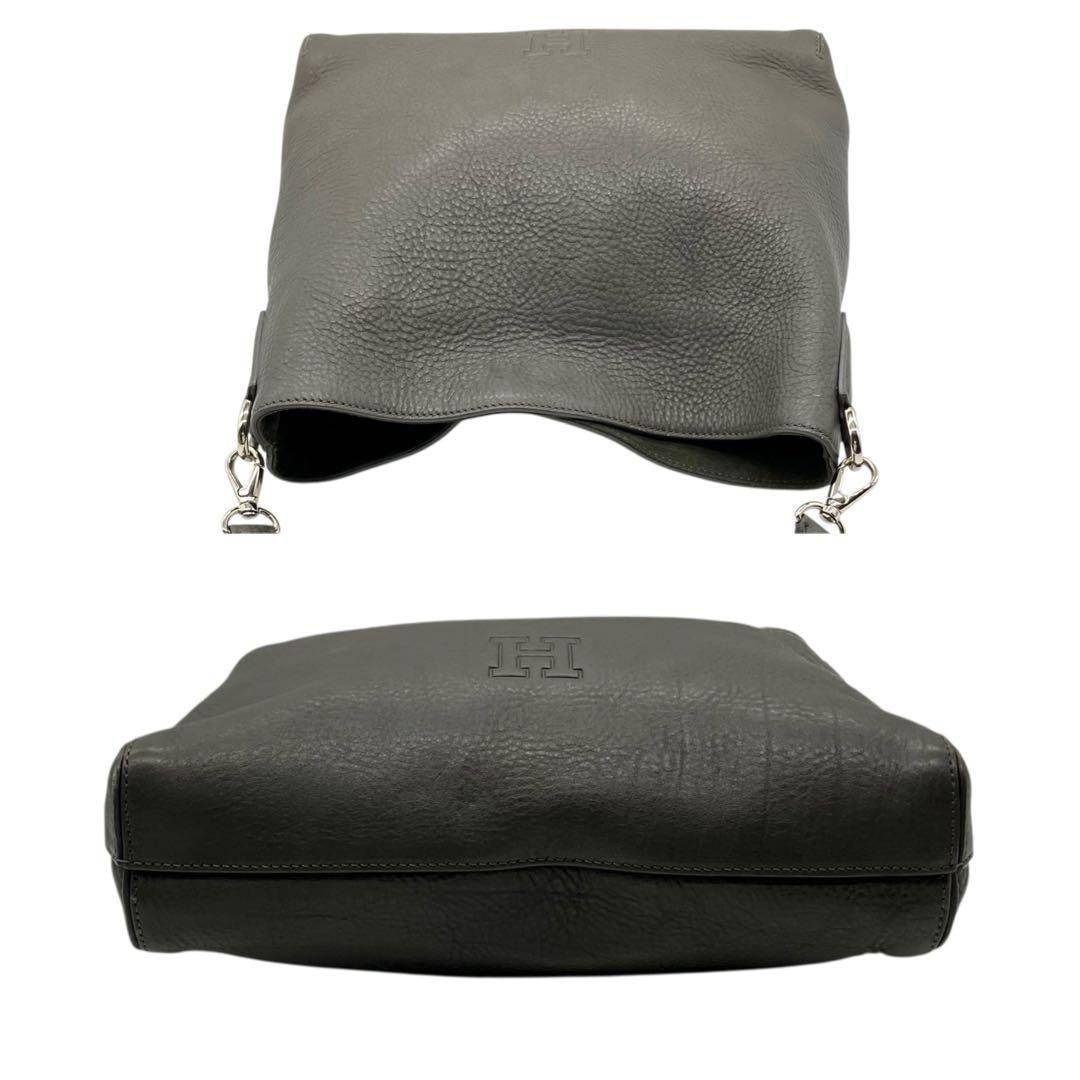 美品 2116 HIROFU プリマ ワンショルダーバッグ シボ革 Hロゴ