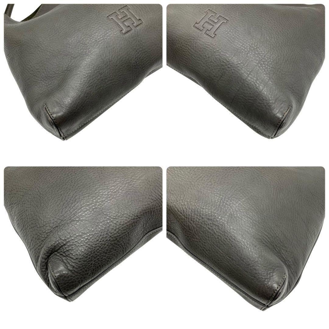 美品 2116 HIROFU プリマ ワンショルダーバッグ シボ革 Hロゴ