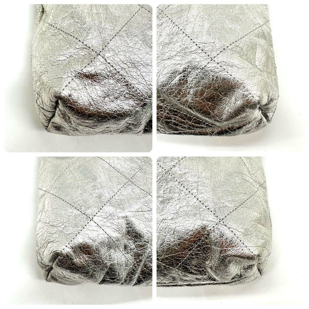 【美品】MARCO MASI チェーンショルダーバッグ キルティング シルバー