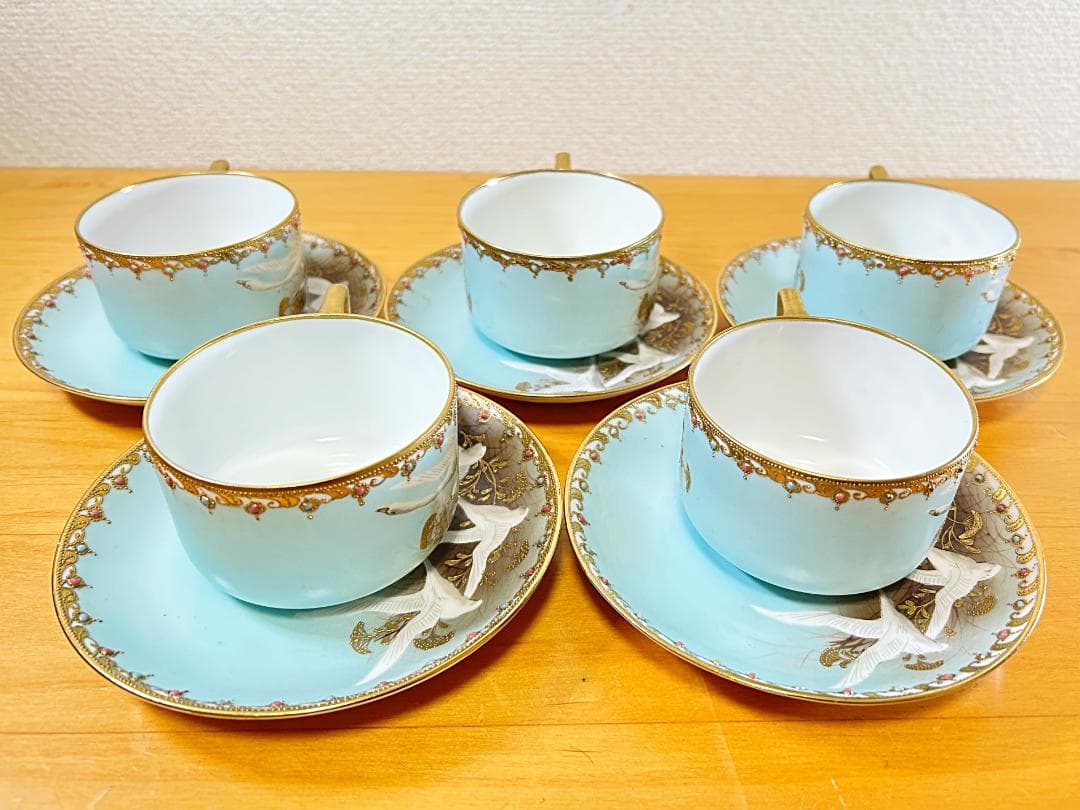 オールドノリタケ フライングスワン カップ ソーサー 5客 ポット クリーマー