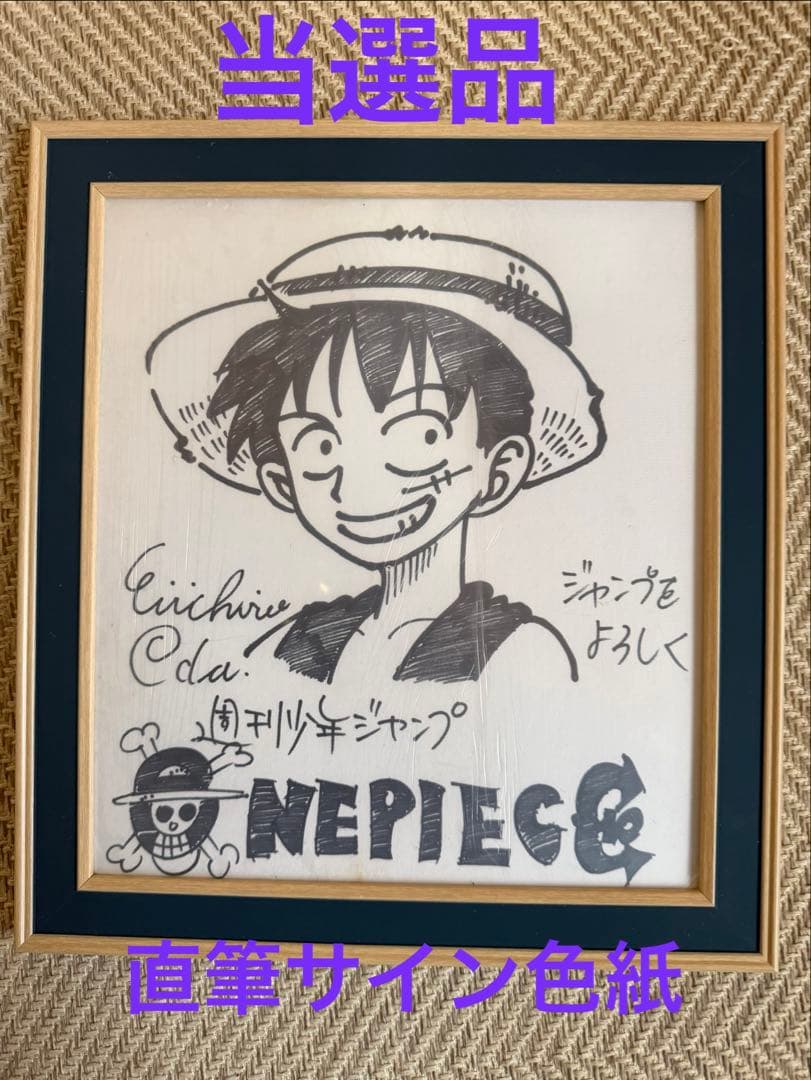 ONE PIECE ワンピース 直筆サイン 色紙 当選品 尾田栄一郎 ルフィ