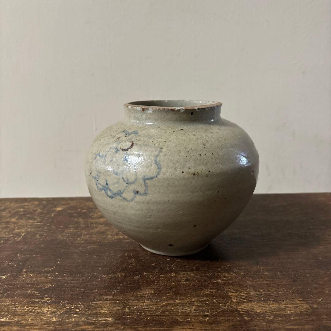 李朝壷　白磁　丸壷　塩笥壺　韓国オンギ.骨董品.スッカラ.アンティーク.立原正秋