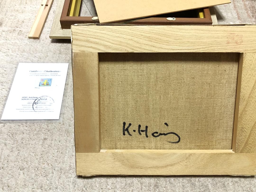 キース・へリング『DJ』】肉筆油彩キャンバスF3額装