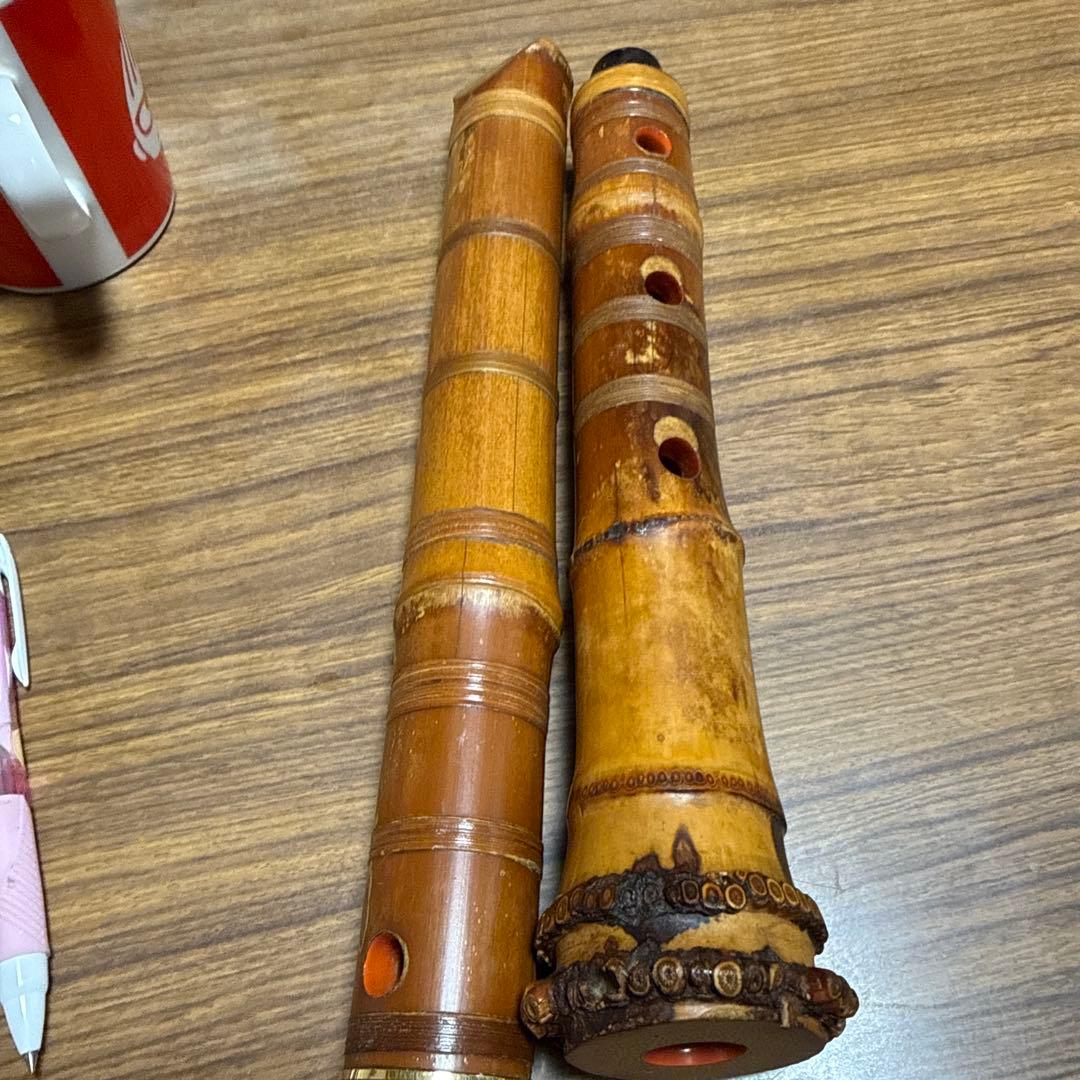 尺八 一尺八寸管唄口金 中継ぎ金三線 竹峰銘他