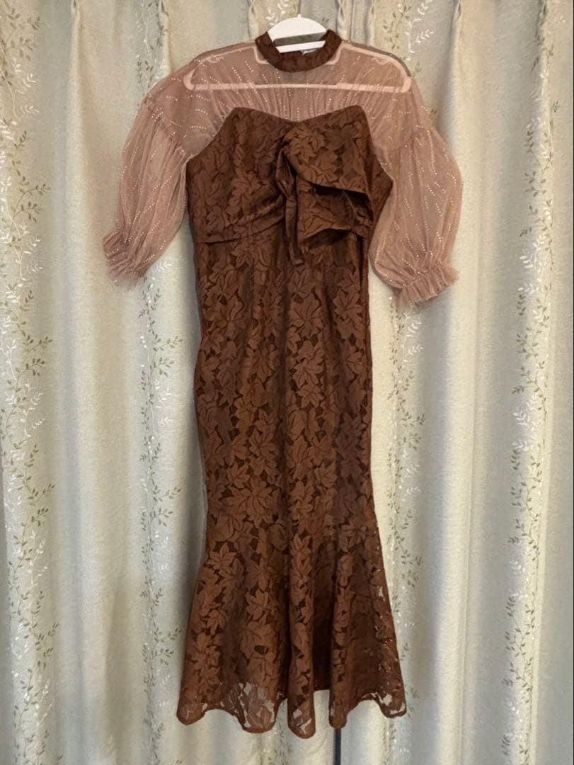 Leja ブラウンレース マーメイド パーティードレス