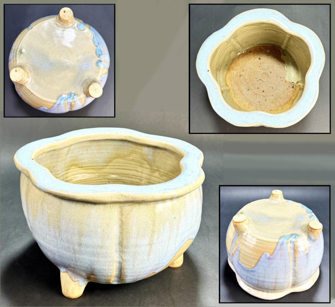 植木鉢□長方水盤 古青磁 古い四角鉢 古玩 唐物 中国 古美術 時代物