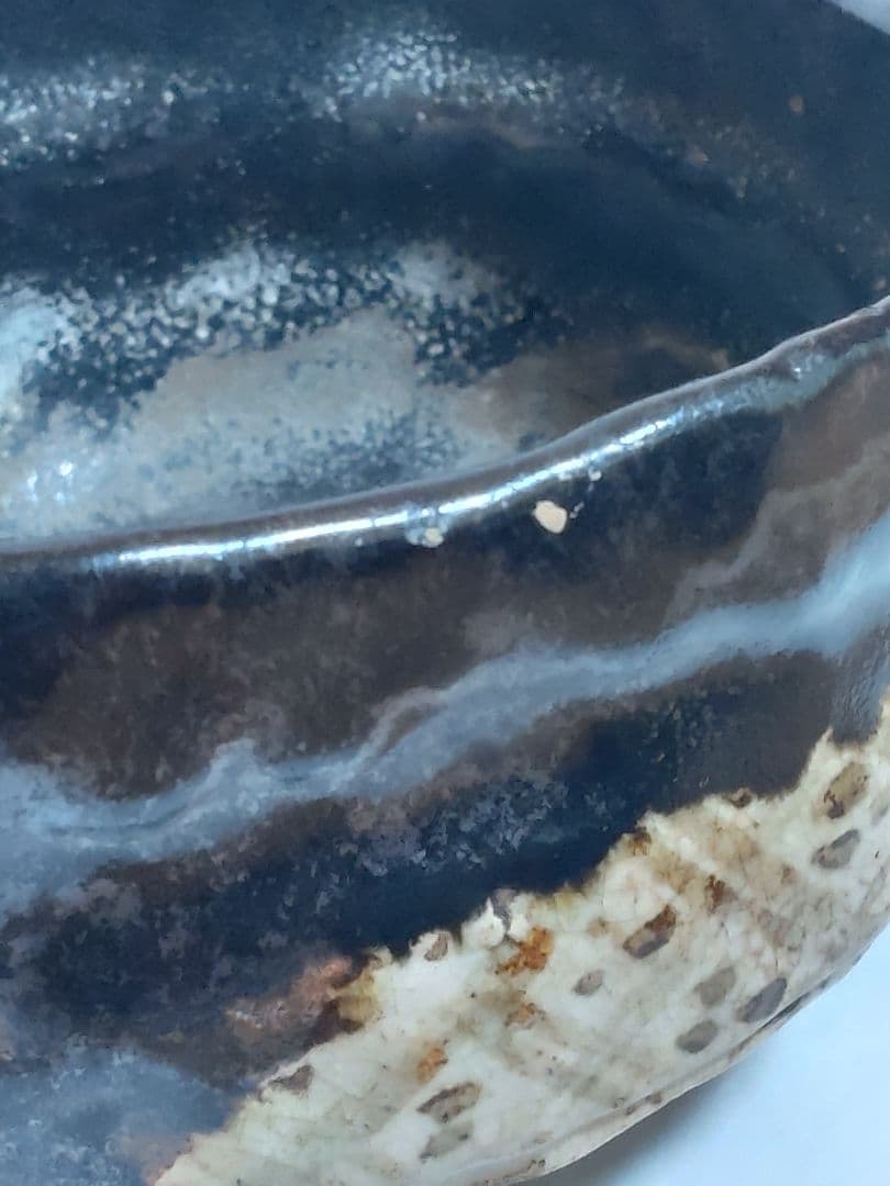 スナフキン様専用】古玩 茶道具 手捏ね 古瀬戸 黒織部 抹茶碗 沓茶碗