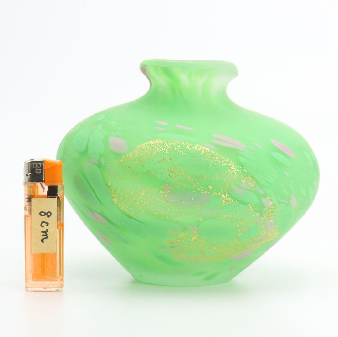 藤田喬平作 手吹 金彩花瓶 ガラス 共箱 C518 DC1