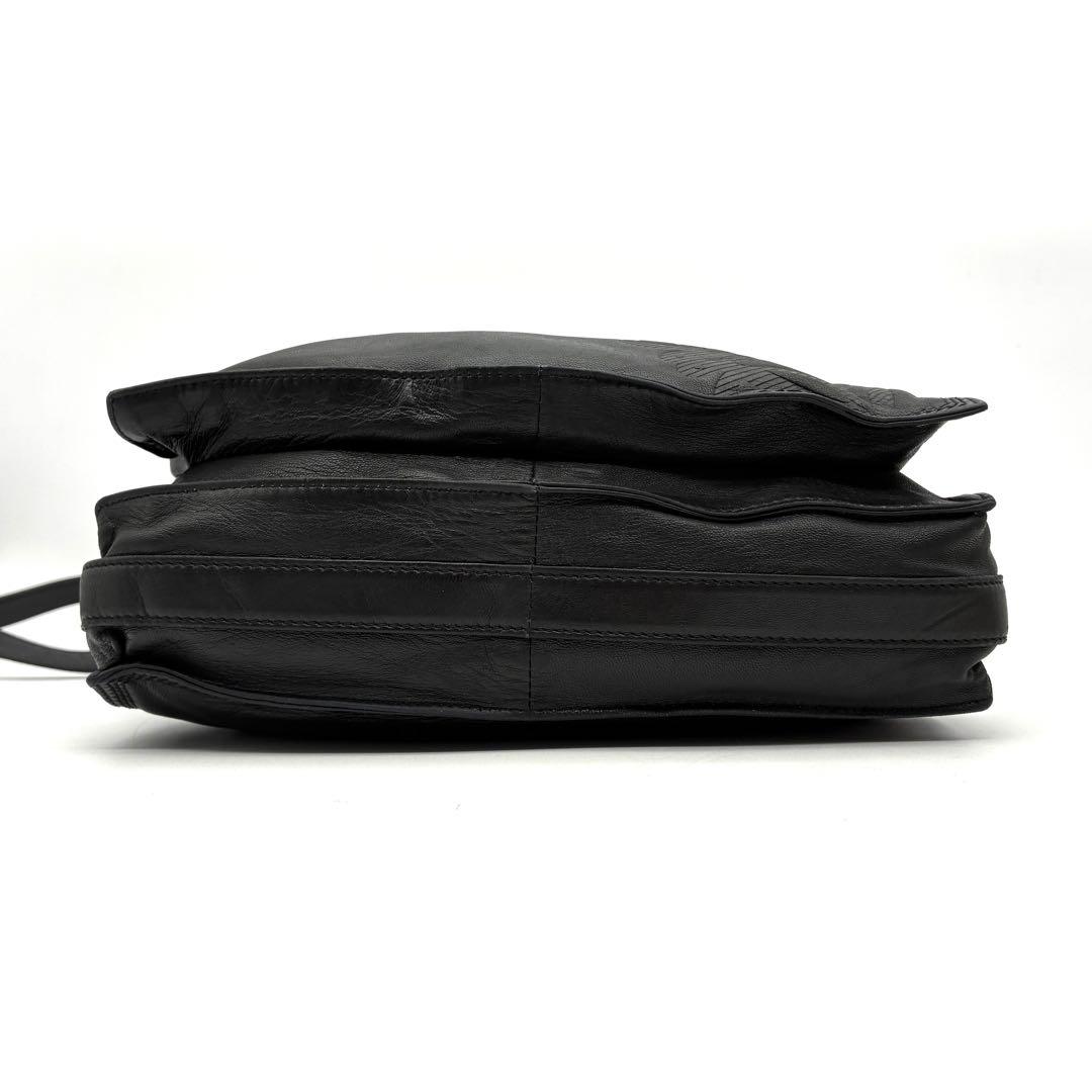 極美品 ロエベ フラメンコ ショルダーバッグ ナッパレザー アナグラム ブラック