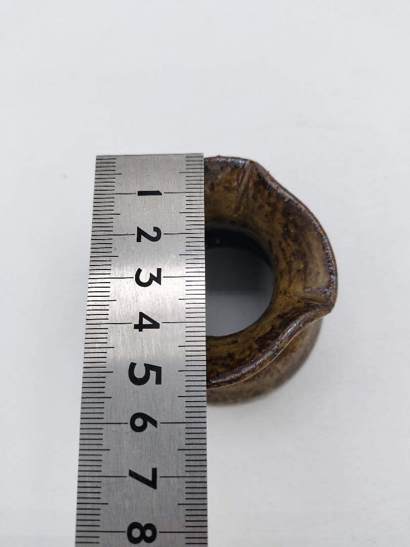 c411 蓋置 飴釉 砂金袋 志戸呂 廣前心斉 木箱 茶道具 極