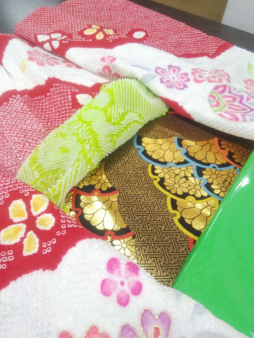 ★売約品★特選総絞り 七歳お祝い着物 帯シメ、長襦袢、小物セット