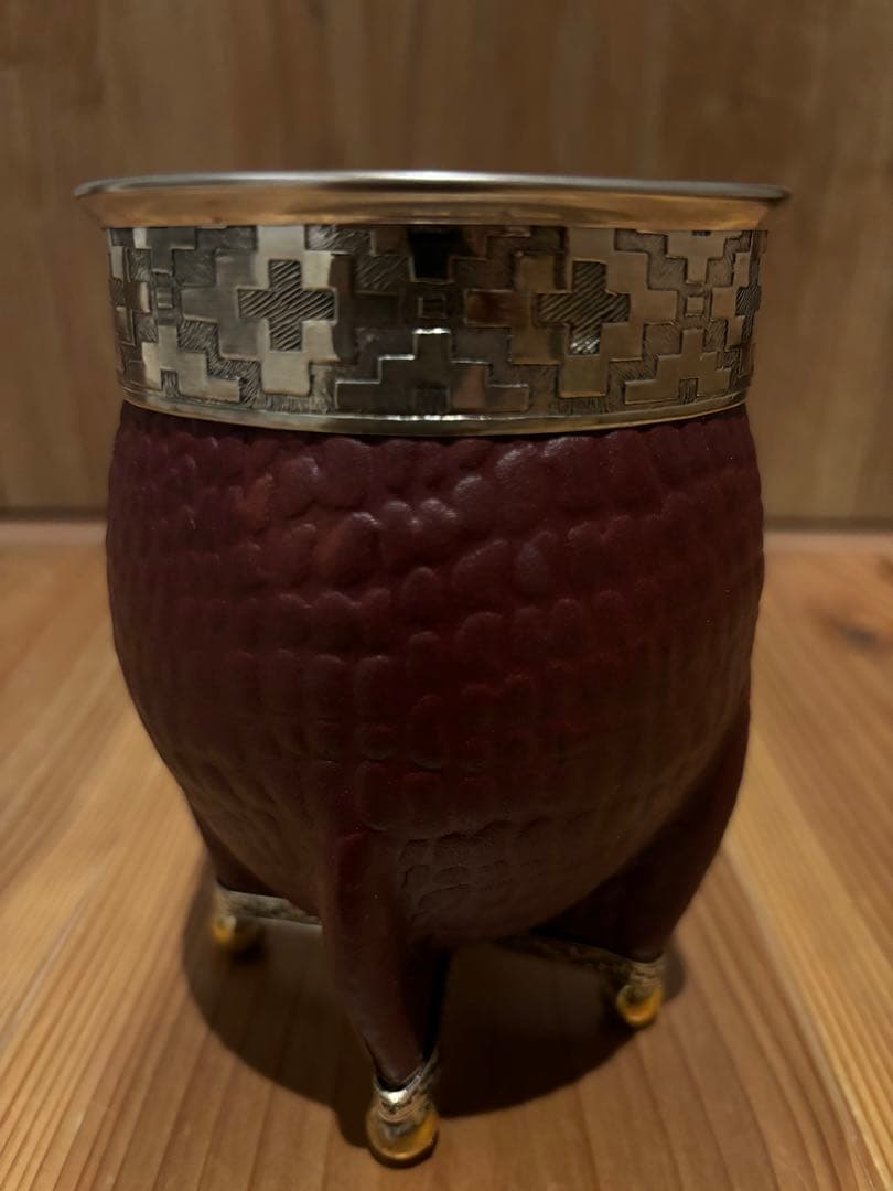 マテ茶 アルゼンチン 最高級マテ壺2点セット・アルパカ の彫刻を施した