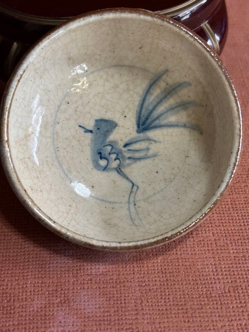 河井寛次郎作鉄釉染付丸鳳凰文平酒盃 検森の春の元日 - メルカリ