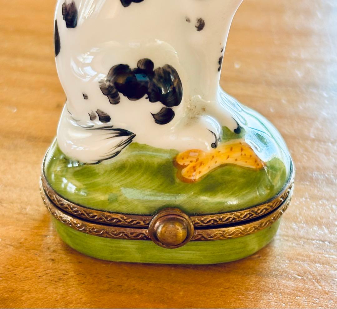 フランス製アンティーク陶器ピルケース 薔薇の絵 フランス リモージュ