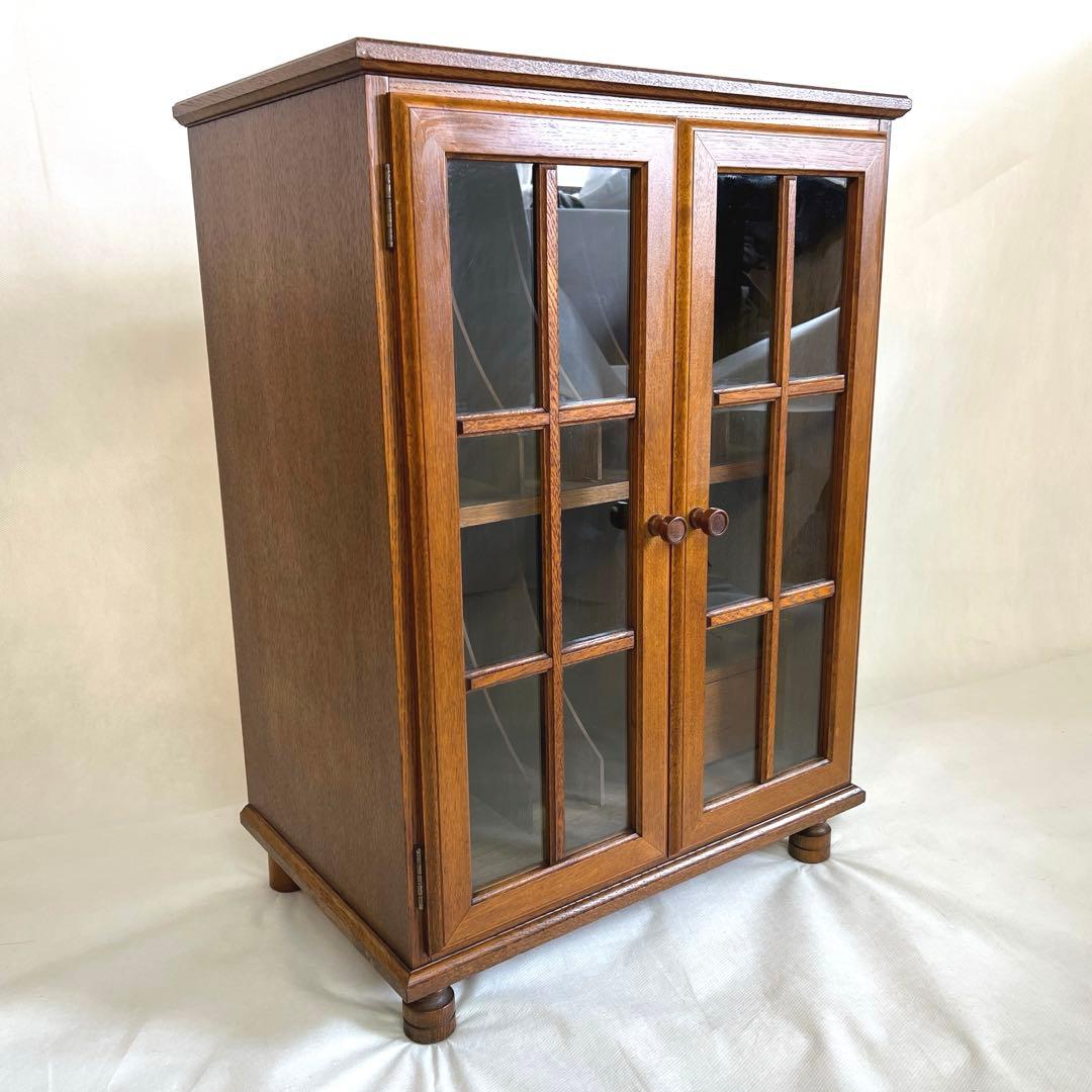 レコードキャビネット・レコードラック 木製ガラス扉・アナログ