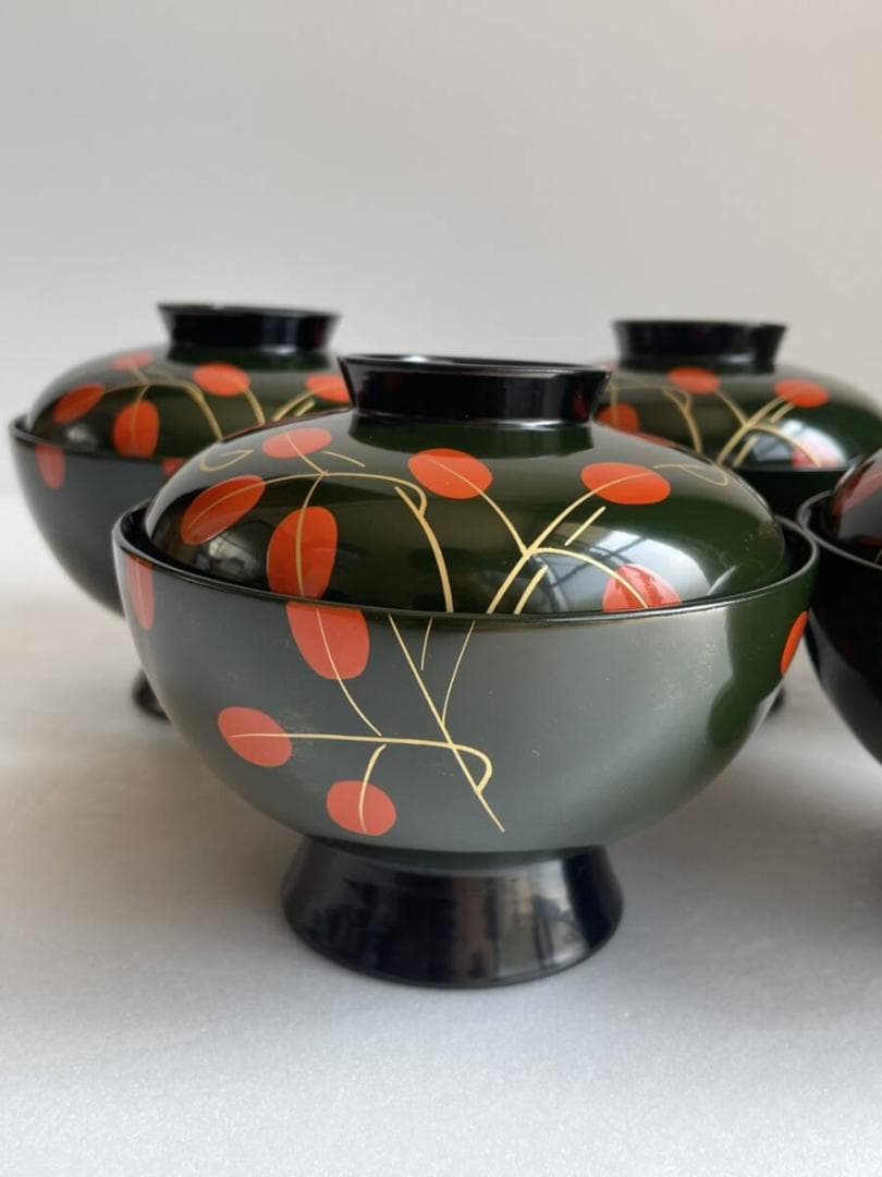 ②輪島塗 吸物椀 五客 木箱付 漆器 50 お椀