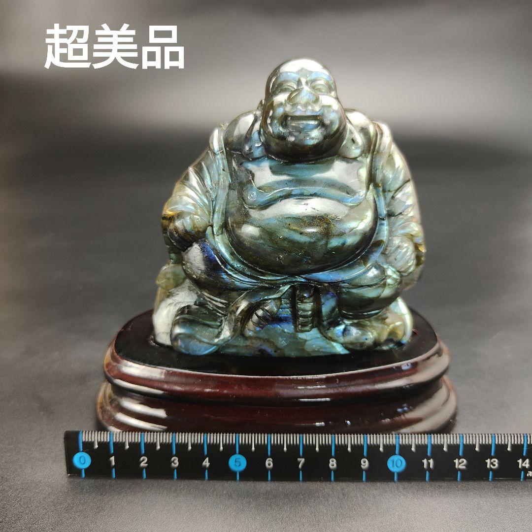 超美品 ラブラドライト 布袋様 天然石 風水 鉱物 パワーストーン