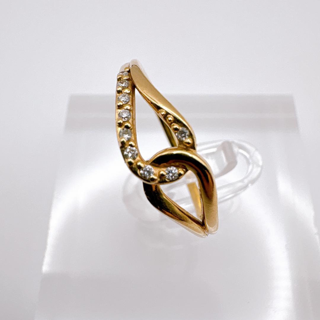 【4℃】K10YG ダイヤモンドライン 細身ツイストリング 15〜15.5号