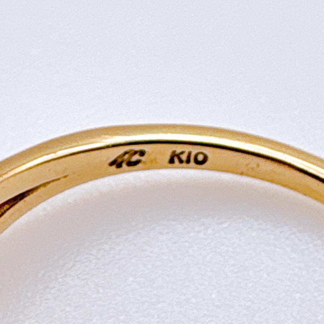 【4℃】K10YG ダイヤモンドライン 細身ツイストリング 15〜15.5号