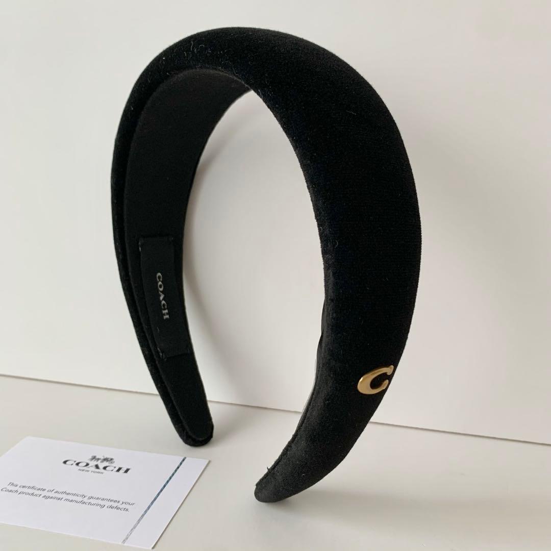 COACH】コーチ ベルベット ヘッドバンド カチューシャ 新品 ブラック 黒