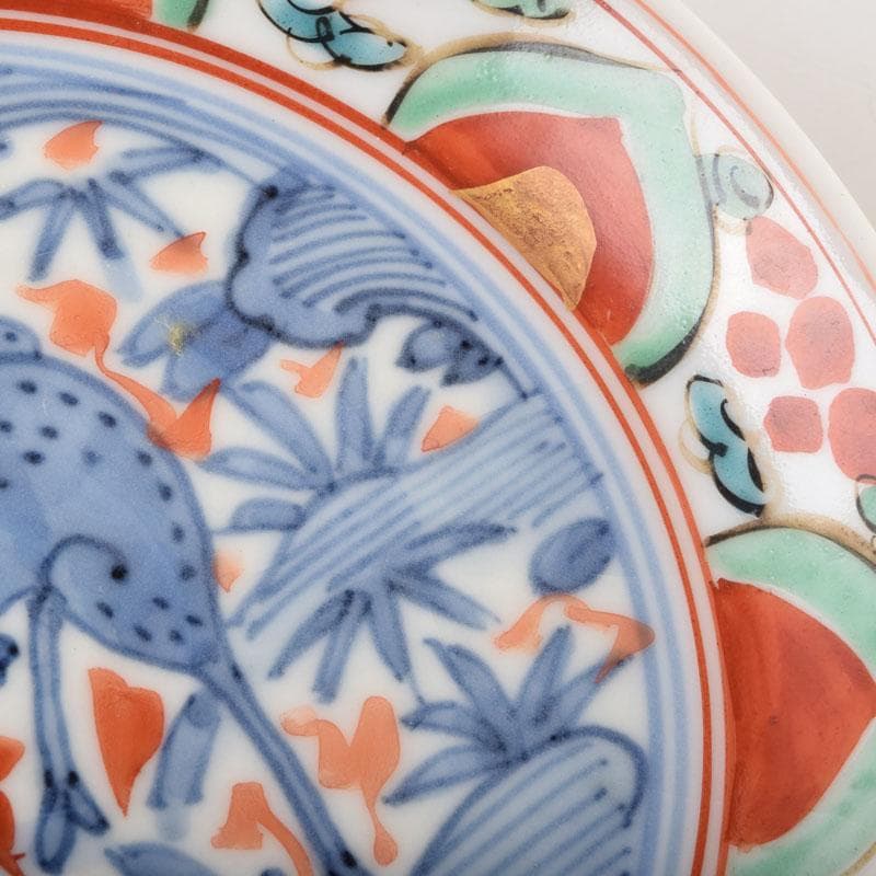 中国 赤絵 花鳥神獣文 小皿 四客 C 9087 美術品・アンティーク