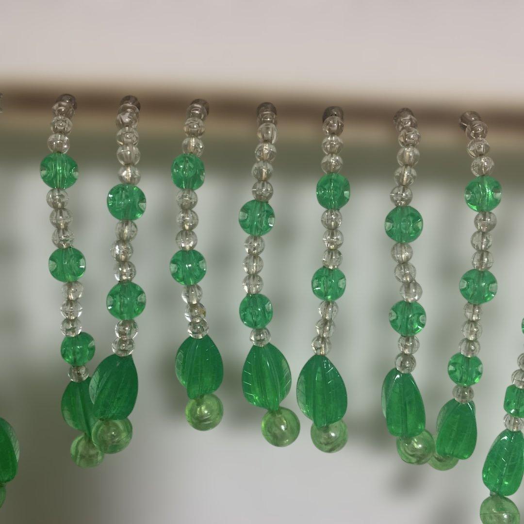 昭和レトロ ビーズのれん 黄色 緑色 当時物 レトロポップ 玉暖簾 珠暖簾