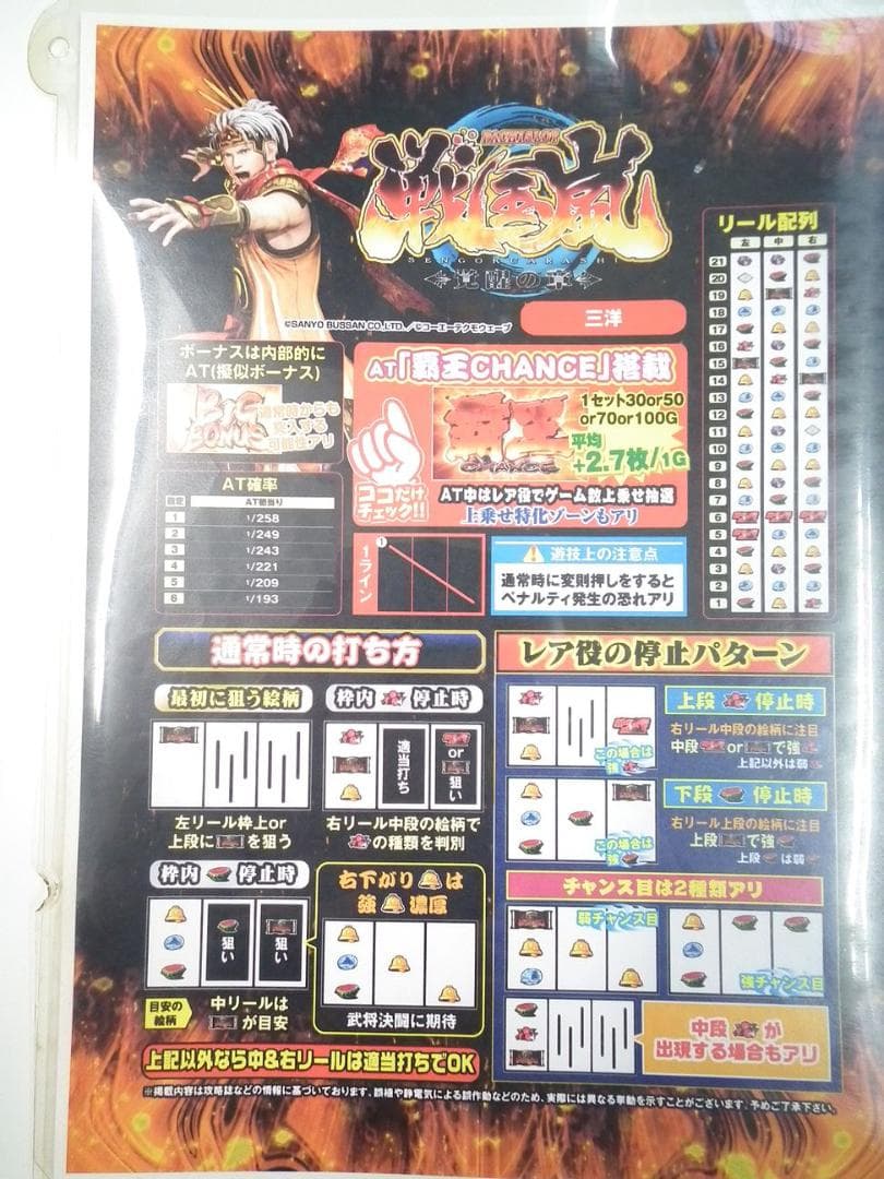 パチスロ実機【三洋 戦国嵐～覚醒の章～】コイン不要器・無段階