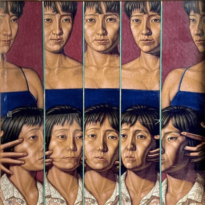 稲垣考二「美顔」1987年作 肉筆 油彩 キャンバス S20号 額装 稲垣考二