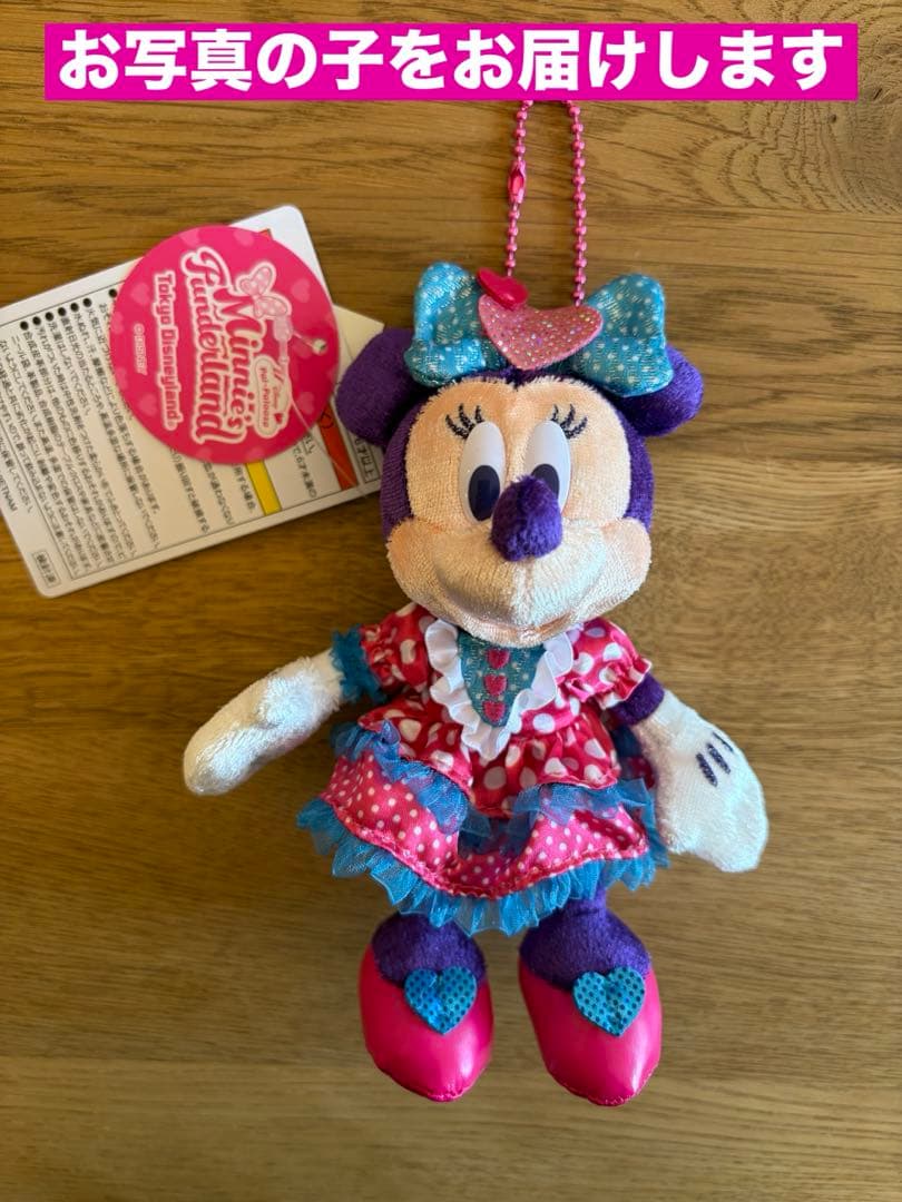 新品タグ付き ミニー ぬいぐるみバッジ ミニパル ファンダーランド