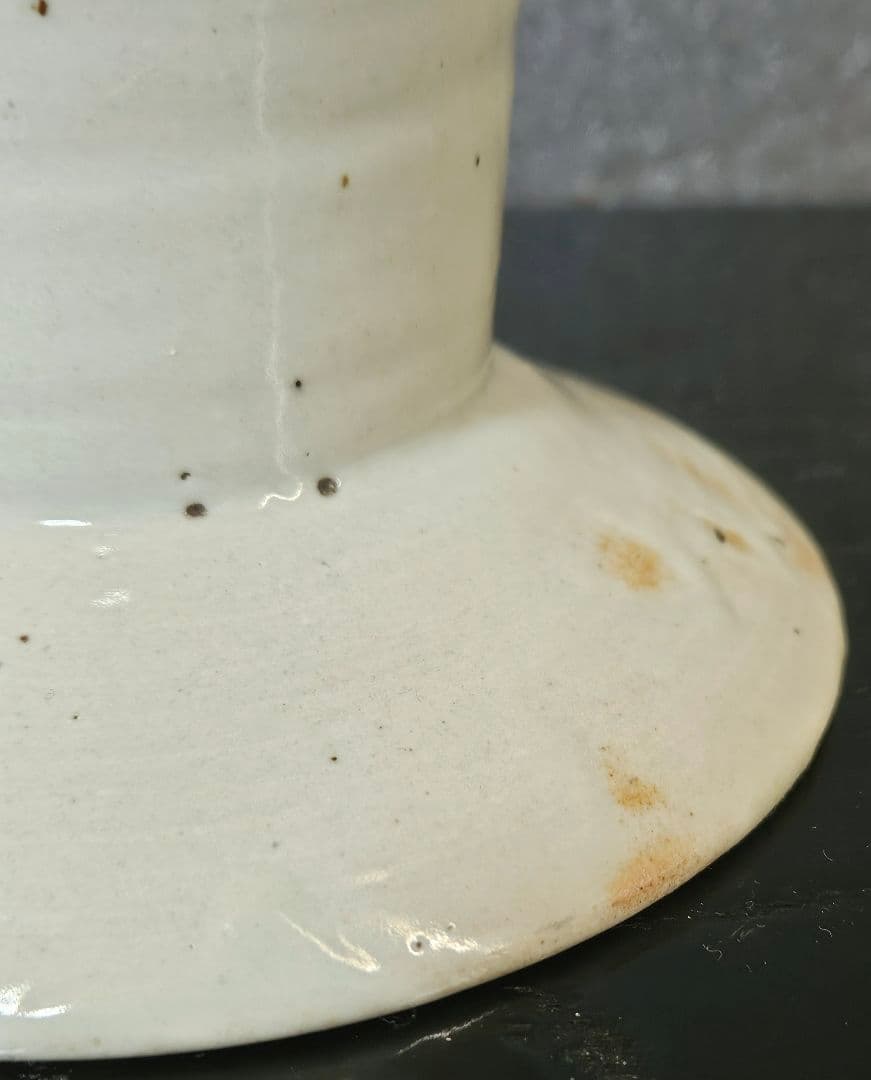 朝鮮古美術 朝鮮古陶磁器 古玩 李朝白磁 堅手 高付皿 台