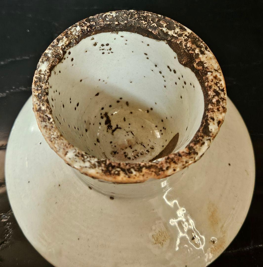 朝鮮古美術 朝鮮古陶磁器 古玩 李朝白磁 堅手 高付皿 台皿 祭器 仏教