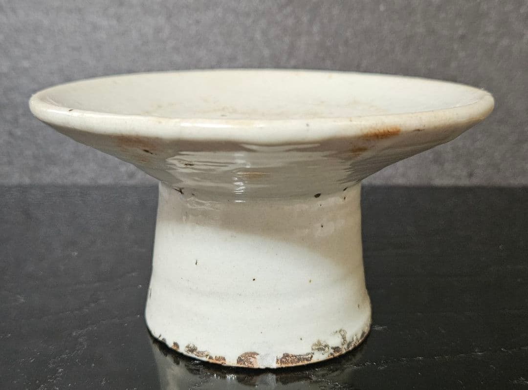 朝鮮古美術 朝鮮古陶磁器 古玩 李朝白磁 堅手 高付皿 台皿 祭器 仏教