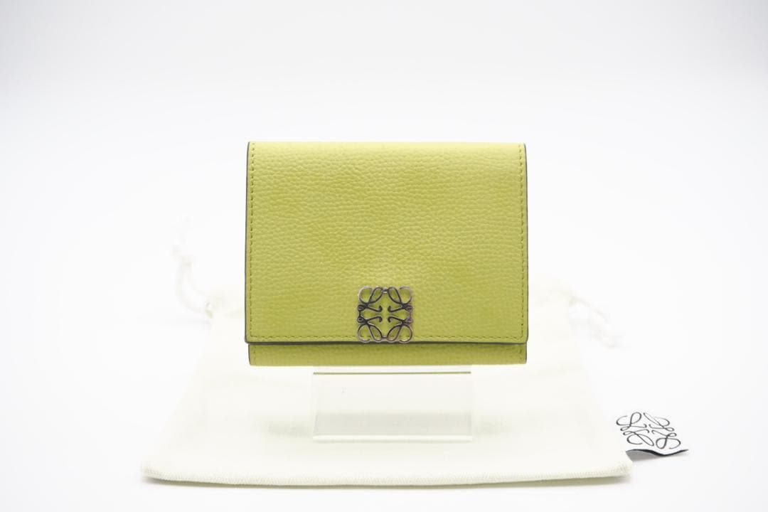LOEWE 三つ折り財布 アナグラム トライフォールド ウォレット グリーン 美
