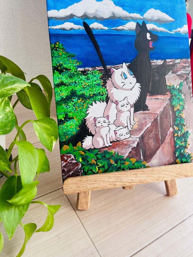 猫のアニメーションイラスト, F3 size, Acrylic, ghibli Cute Cats