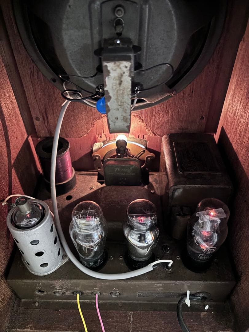 真空管ラジオ 昭和レトロ 並四ラジオ 松下電器製作所 戦前 裏蓋有 整備済