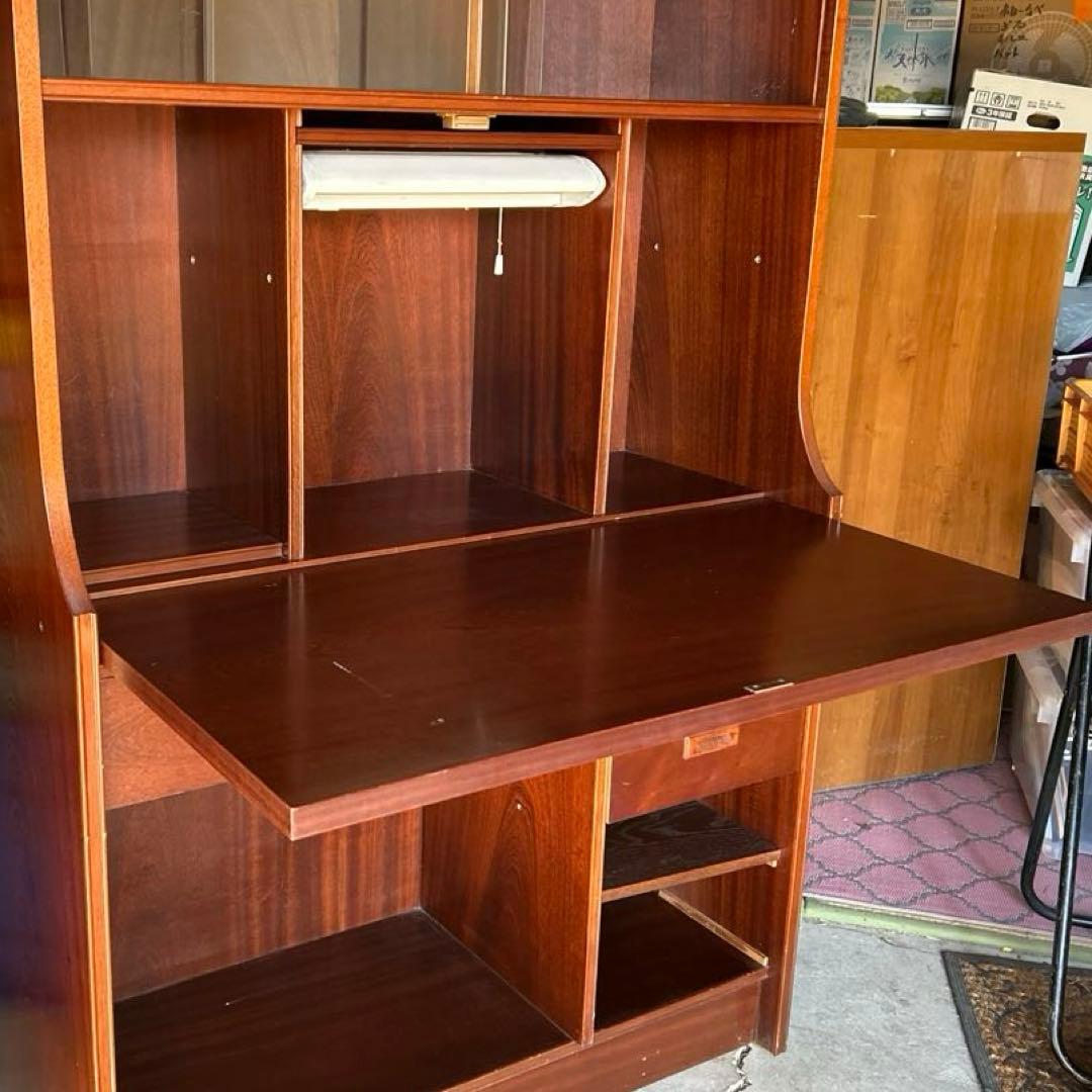 《希少品》木製キャビネット ダークブラウン ガラス扉付き
