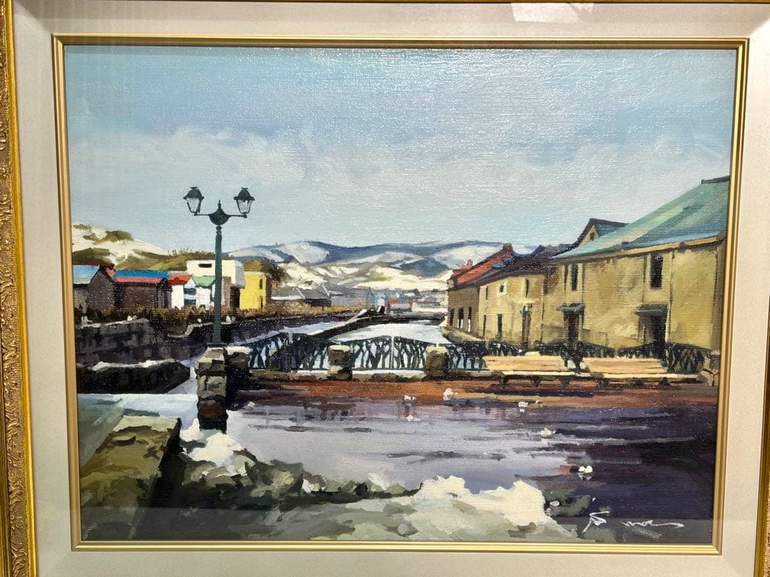 y*o様 #松田小夜子「早春の運河」油彩画 額装 直筆サイン