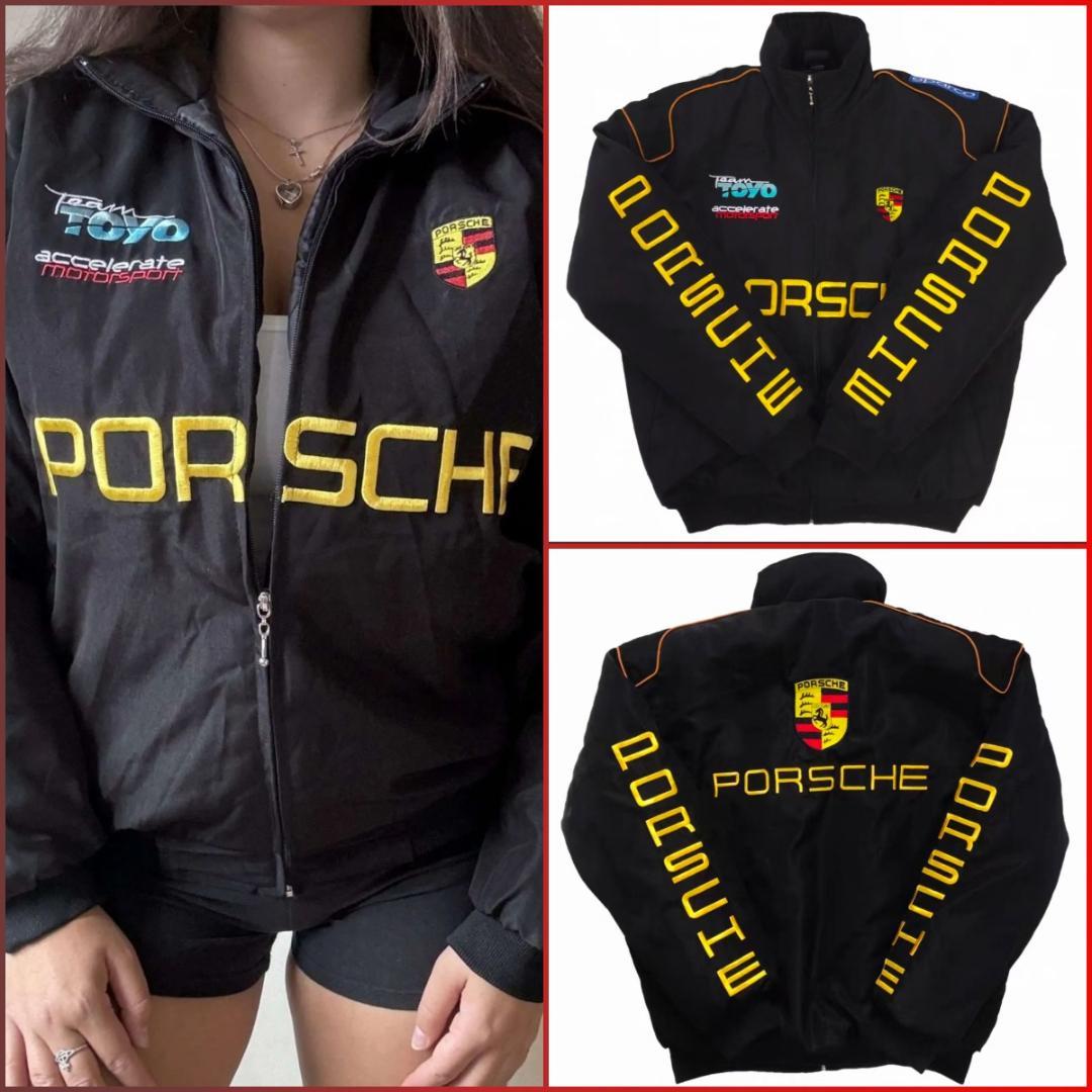 新品 PORSCHE F1 レーシングジャケットブルゾン 刺繍 中綿 男女兼用
