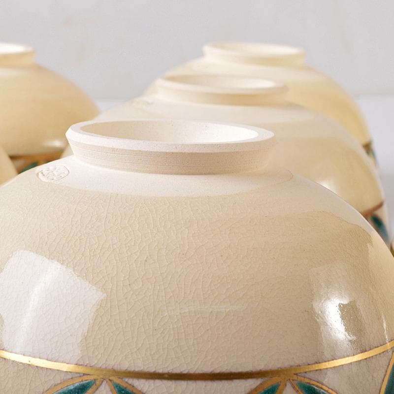 茶道具 京焼 杉田祥平造 色絵仁清 七宝干支図 茶碗 八客 共箱 MR7890B