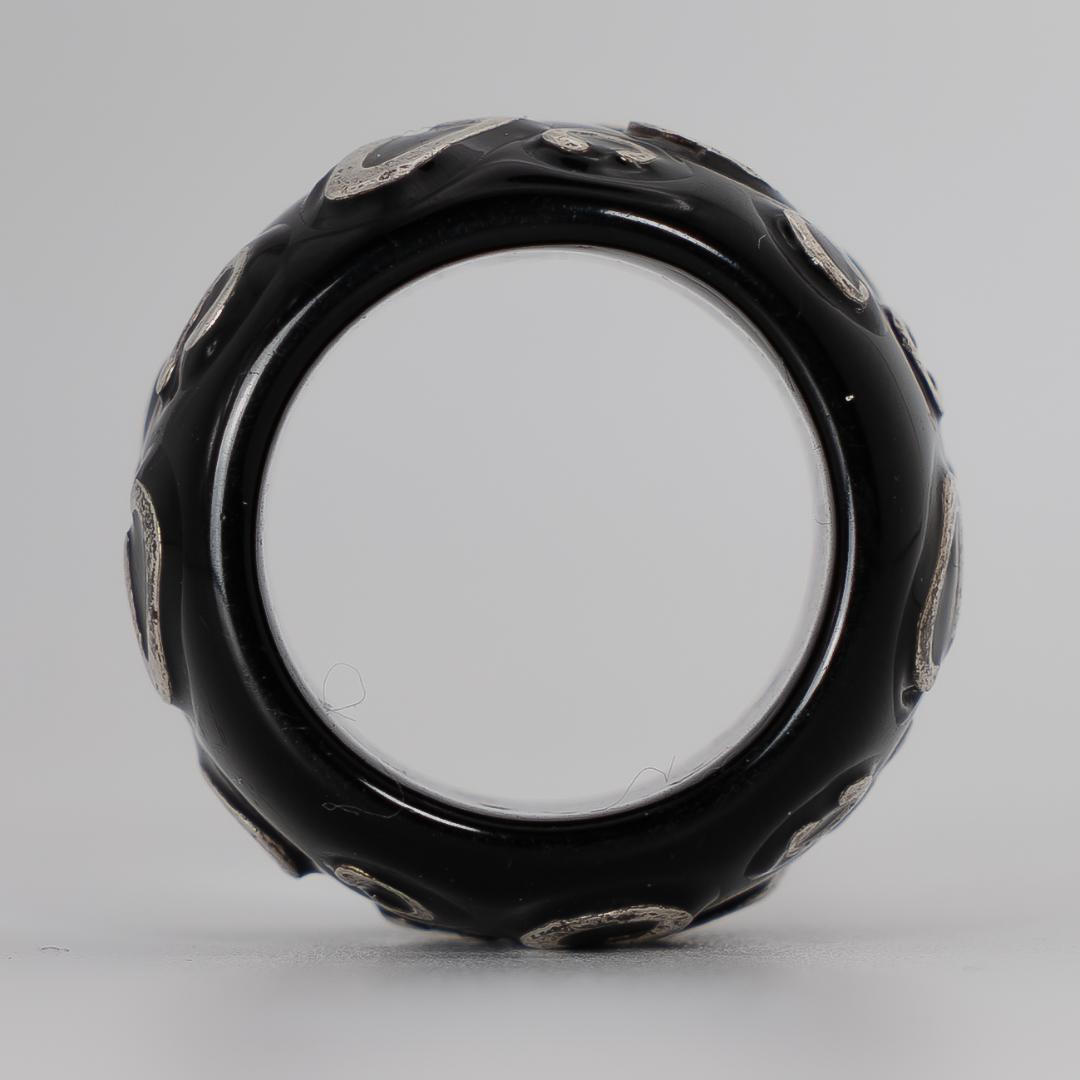 GARNI 黒 ブラック シルバー 樹脂 リング