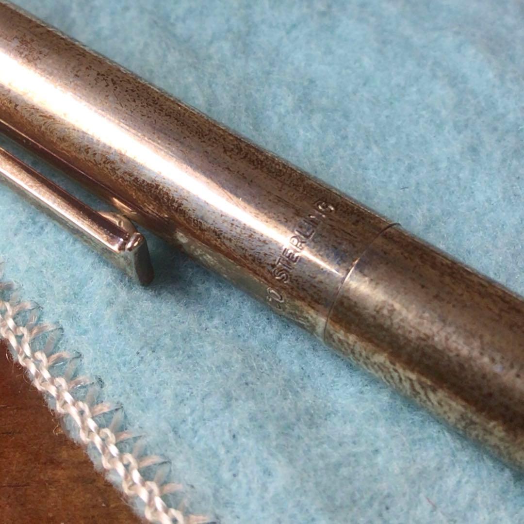 No4384 ティファニー　ボールペン　シルバー　布ケース　元箱付　送料無料